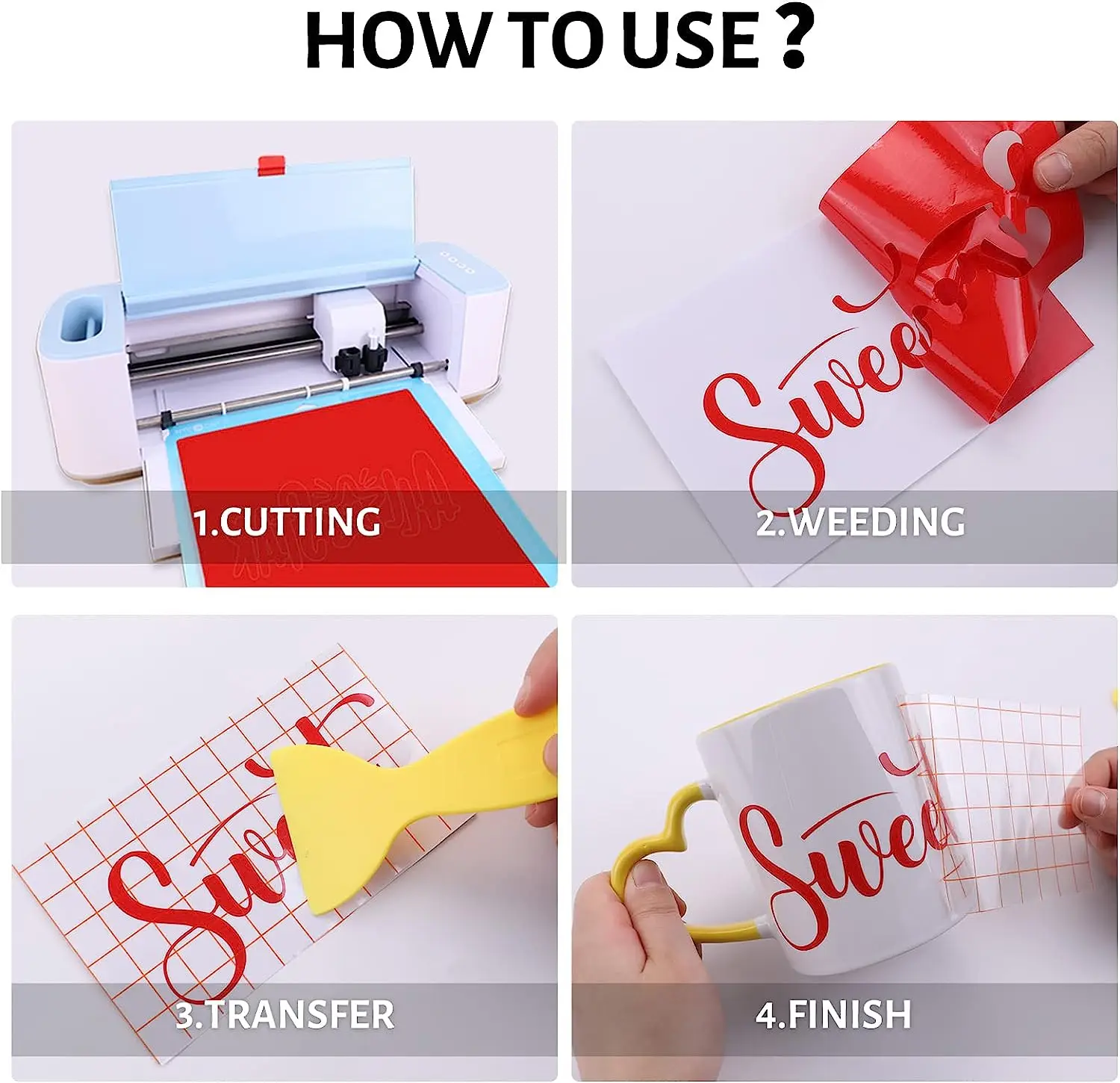 HTVlearT-Feuilles de vinyle adhésives en continu, multi-documents pour l'artisanat, tasse de bricolage, verre, étui de téléphone, décor, cadeau de Noël, 30 pièces, 50 pièces, 80 pièces