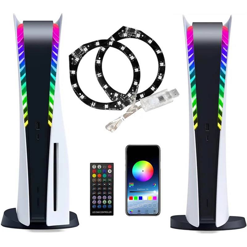 

AP-8 Color Host Light Strip LED Sticker Console Light Bar Decals With Remote Control For PS5