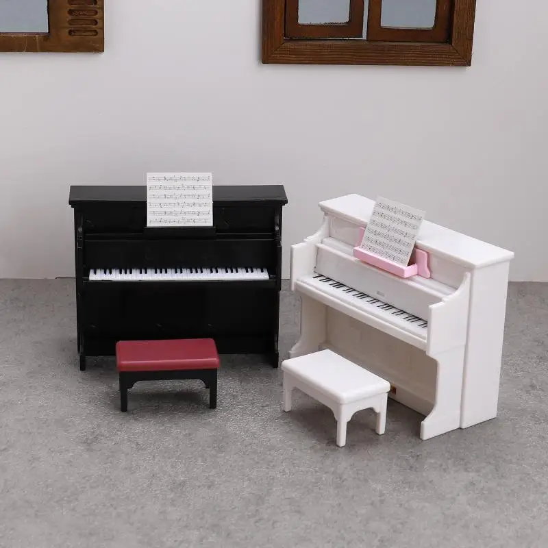 1 Juego de muebles de Piano de imitación en miniatura para casa de muñecas, modelo de instrumentos musicales para decoración de casa de muñecas, juguetes para juego de imitación, regalo