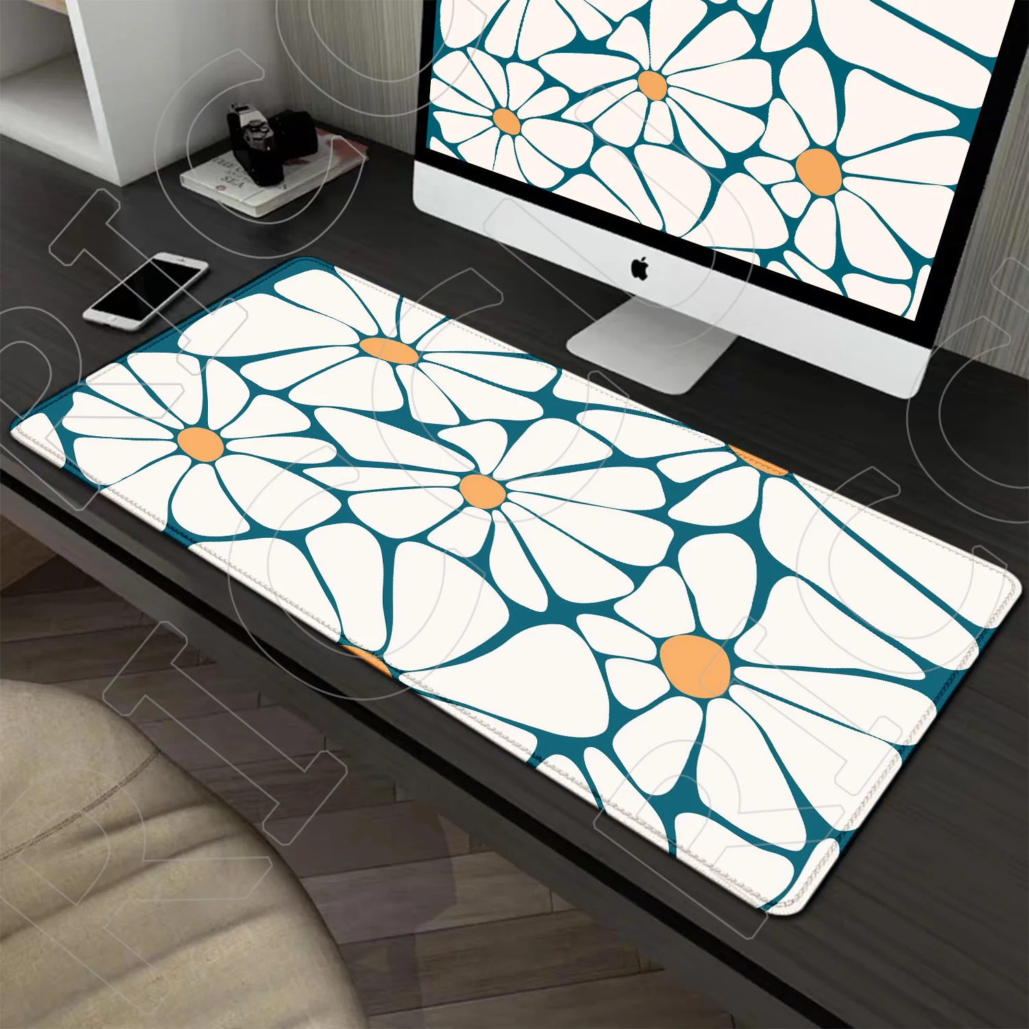 

Kawaii XXL Large computer mouse pad cute Abstract flower office Expand Desk mat Game Player desktop PC accessories Keyboard pad