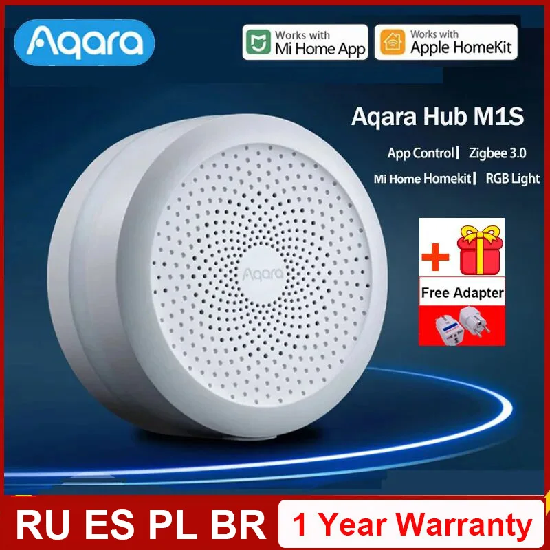 Original Aqara Hub M1S Gateway with RGB Led Night Light Zigbee 3.0 Siri Voice APP Smart Remote Control Work Mijia APP HomeKit