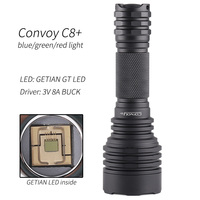 Convoy C8+ 18650 flashlight,long-range,thrower,spot light,GETIAN blue green red light