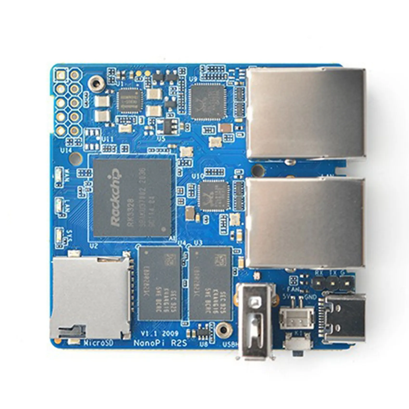 

ABJG-для мини-маршрутизатора NanoPi R2S, одноплатный четырехъядерный процессор Rockchip RK3328, порт Gigabit Ethernet A53