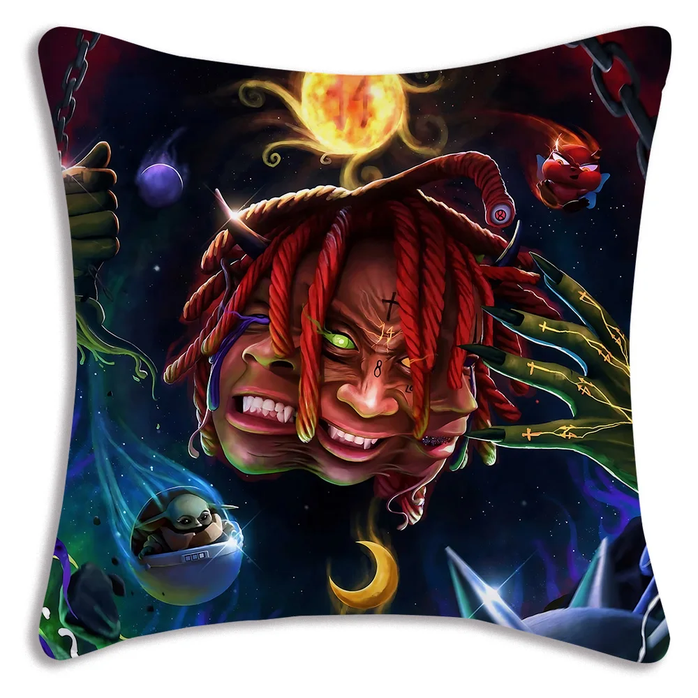 Rapper T-Trippie Cool R-Redd Pillow Covers Cartoon Sofa Decorative Home Double-sided Printing Short Plush Cute Cushion Cover