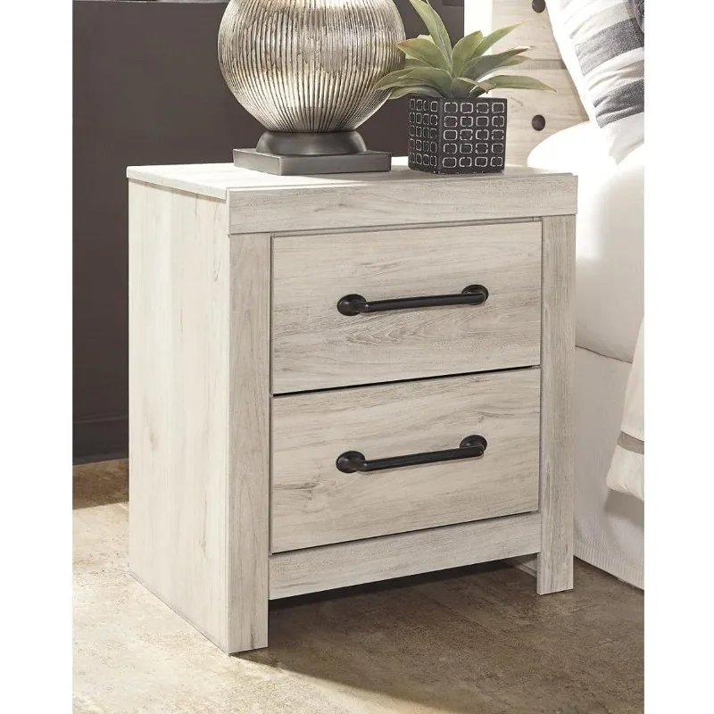 Signature Design by Ashley Cambeck Farmhouse Industrial 2 Drawer Two Drawer Nightstand with 2 Slim-Profile USB Charging Stations