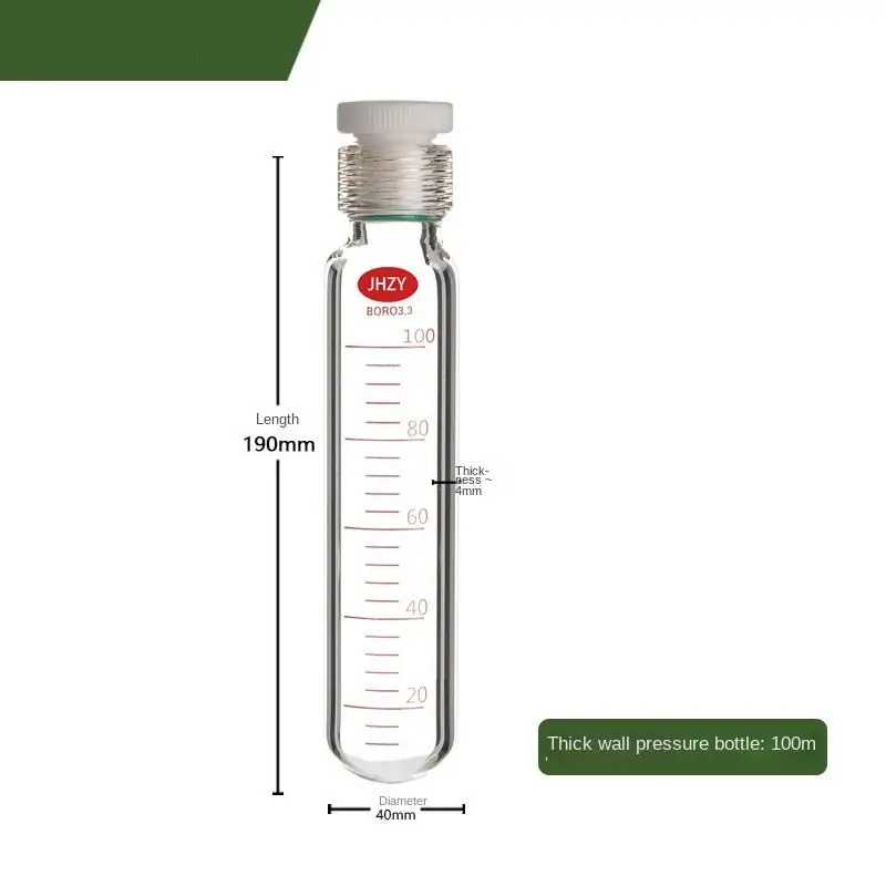 Thick Wall Pressure Bottle, Screw Mouth Pressure Bottle, PTFE Plug Reaction Test Tube 10/15/25/35/50/75/100/150/250/350