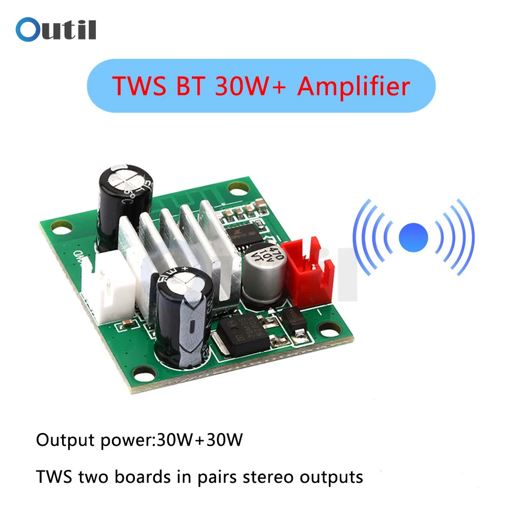 Bluetooth-compatible 30W power amplifier TWS speaker sound module board audio receiver two-way stereo power amplifier board