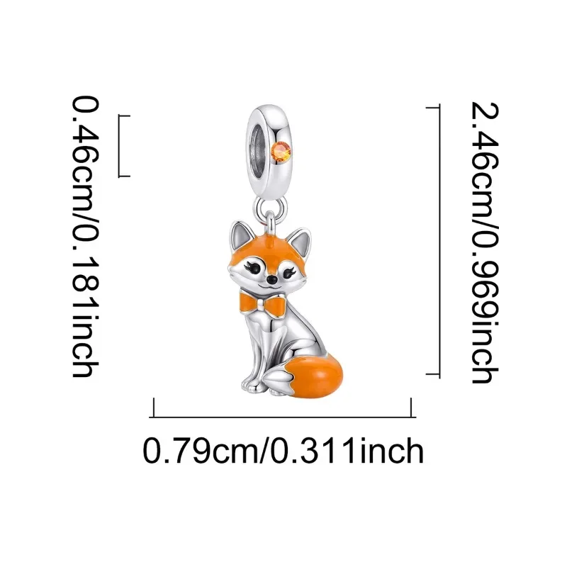 925 Sterling Silber Tiermotiv-Serie: Pinguin-, Fuchs- und Hasen-Anhänger passend für Original-Armbänder und -Armreifen, Edelschmuck-Geschenk – Detail 20