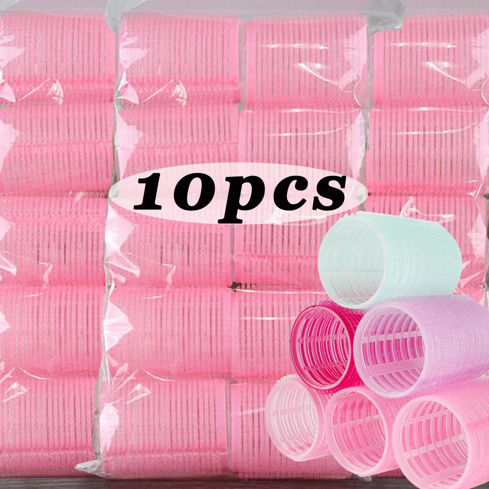 10pcs Random Colors Self-adhesive Hair Curlers Large Self Grip Lazy Air Bangs Curling Tube Women Girls Hair Rollers Styling Tool