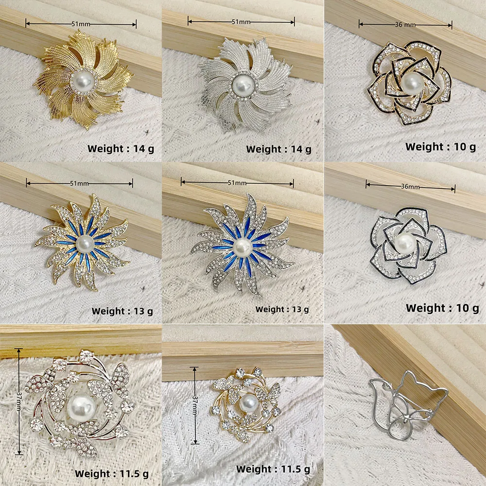 Luxury Snowflake Pearl Crystal Brooch Large Snowflake Flower Brooch Pins women Fixed Clothes Fashion Exquisite Women Jewelry