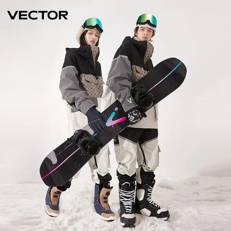 VECTOR Ski Wear Women Man Hooded Sweater Reflective Trend Wear Thickened Warmth and Waterproof Ski Equipment Skis Suit Women