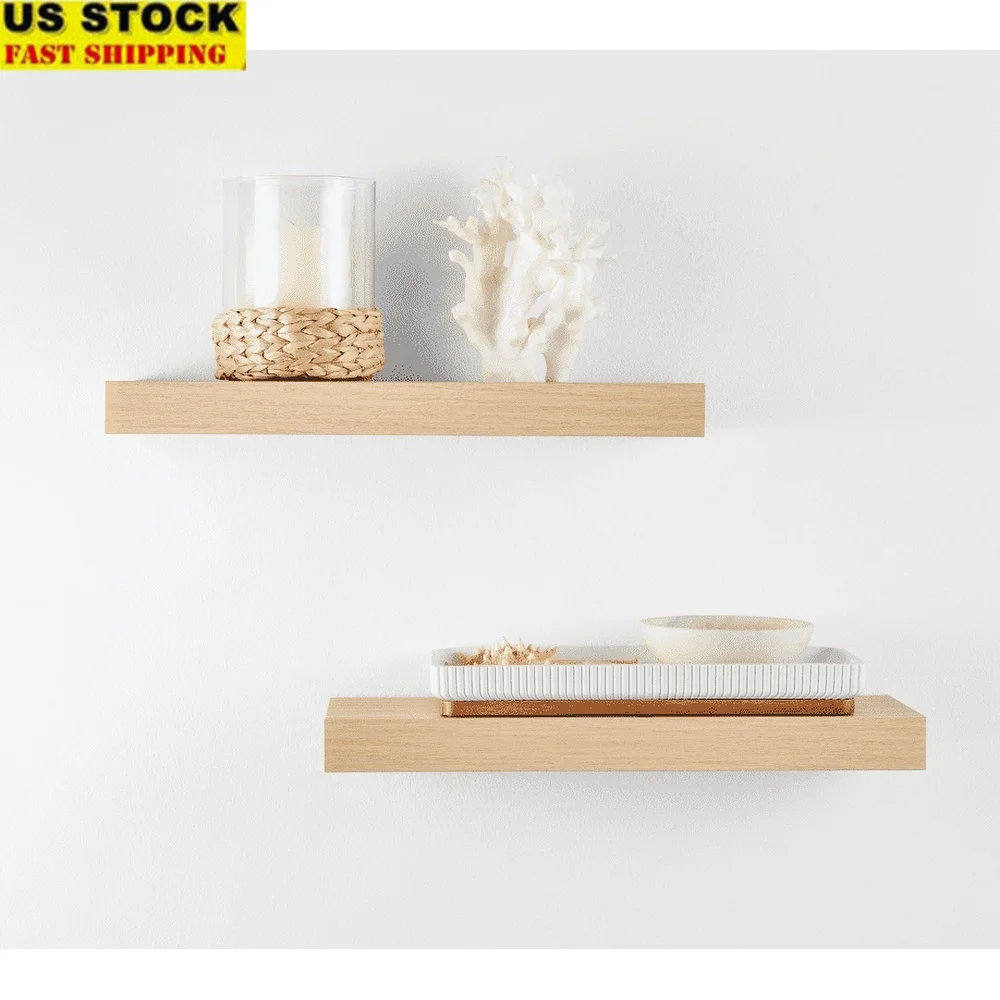 

Набор из 2 плавающих полок из натурального дерева, настенные витрины, книги, растения, фотографии, декор для домашнего офиса с фурнитурой в комплекте