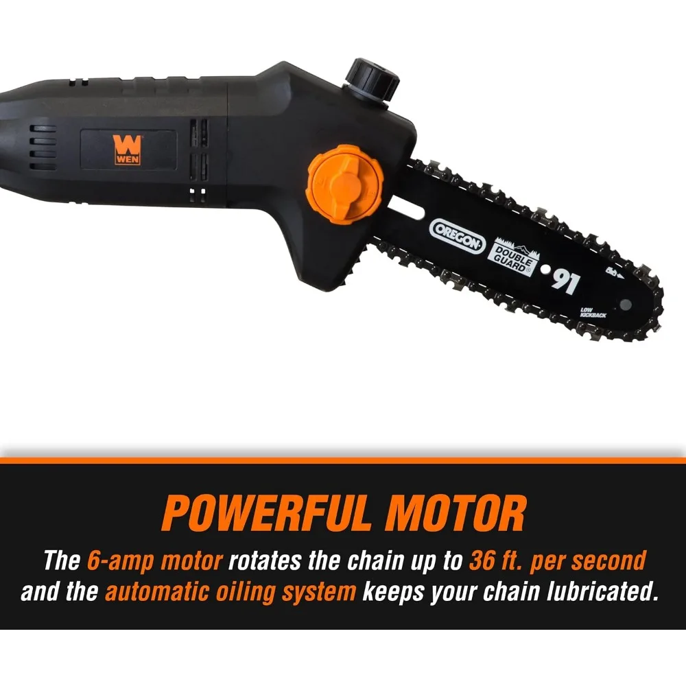 منشار كهربائي تصغير 8 بوصة 6 أمبير، سلكي، أسود وبرتقالي