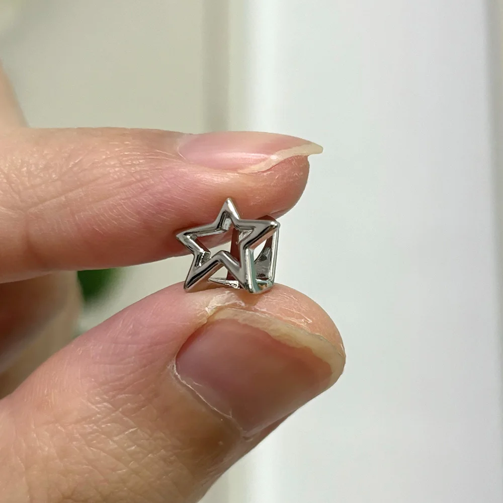 YOUNGX Punk Y2K Hollow Star Teeth Grillz Hip Hop Gold Silver Color Pentagrams Tooth Caps For Women Men Jewelry Party Gift