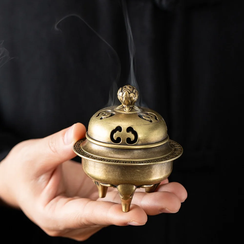 Retro Brass Material Incense Burner Metal Construction New Chinese Style Aromatherapy Holder Xiangyun Incense Holder Home Decor