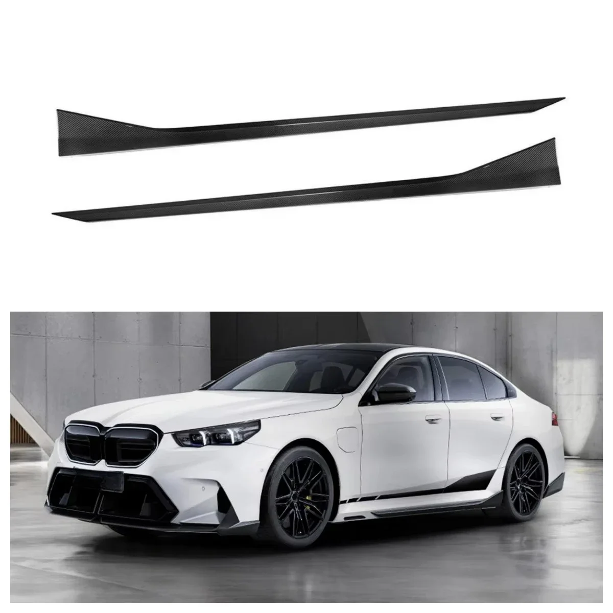 High quality car side skirts suitable for 5 Series G90 MP style dry carbon fiber extended side skirts