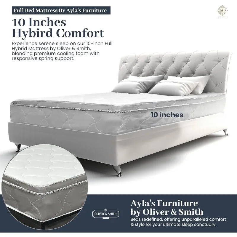 Mattress with High Density&Comfort Cold Foam with Continuous Coil Bonnell Springs-Eco-Friendly, Breathable Mattress Medium Firm