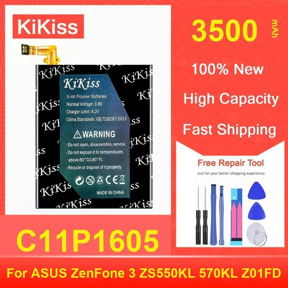 

Kikiss Battery 3500Mah C11P1605 For ASUS Zenfone 3 ZS550KL 570KL Z01FD