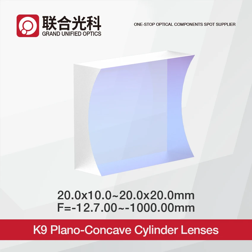 

K9 Optical Glass Plano Concave Cylindrical Lenses Uncoated FL12.7mm to 1000mm