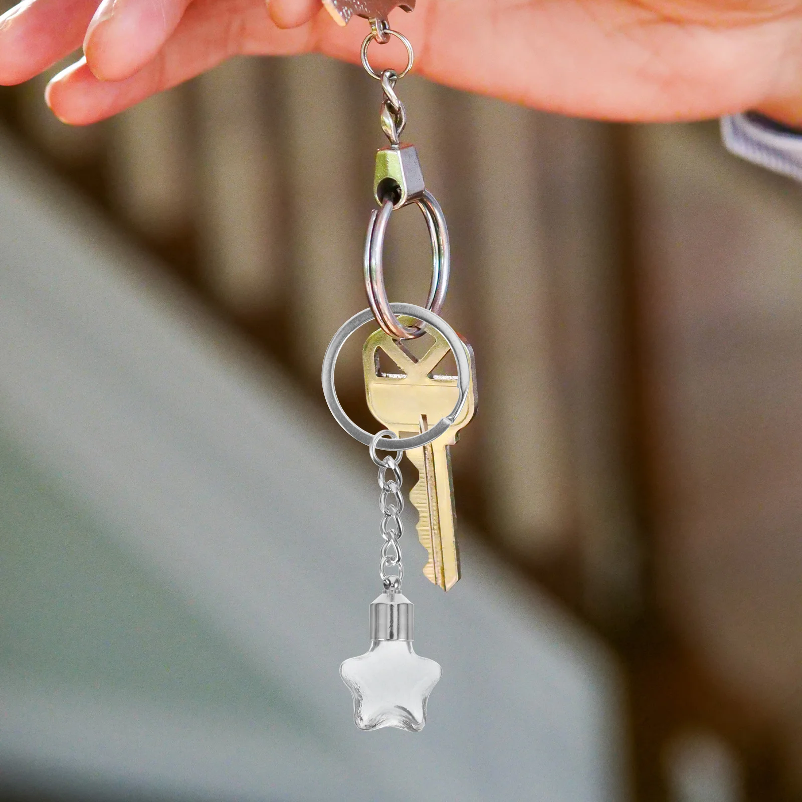 نجمة زجاجة المفاتيح خمر الزجاج متمنيا قلادة سحر زجاجات صغيرة معدنية مع