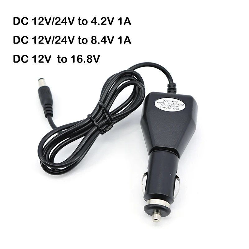 DC 12V 24V to 4.2V 8.4V 16.8v 1A volt Car Cigarette Lighter power Charger connector Cable 1000mA for 18650 Li-ion LiPo Battery