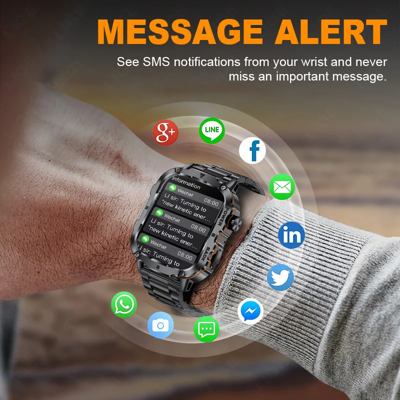 LIGE 2025 Jam Tangan Pintar Militer Kasar Jam Tangan Pintar Pria Luar Ruangan LP68 Tahan Air 1.95 "Al Voice BT Call Man Jam Tangan Pintar untuk Android IOS