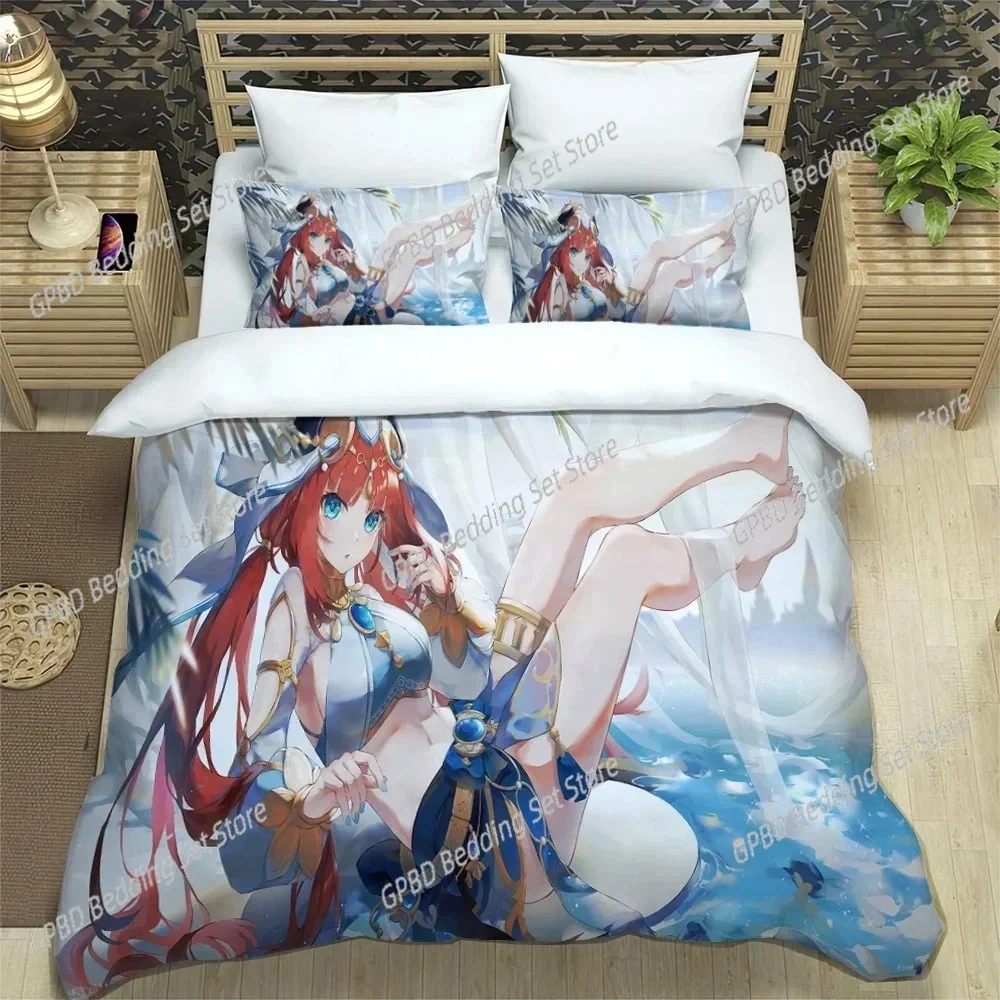 3D Print Anime Genshin Impact Bedding Set Single Twin Double Queen King Cal King Size Bed Linen Set