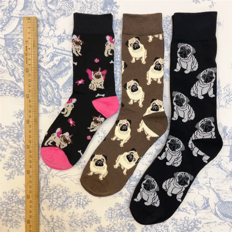 Adult Crew Cotton Socks Flat Face Small Pug Pugs  Pup Puppy Good Dog Doggy Dogs OFFICIAL Original Design 2021 Street Fashion Sox