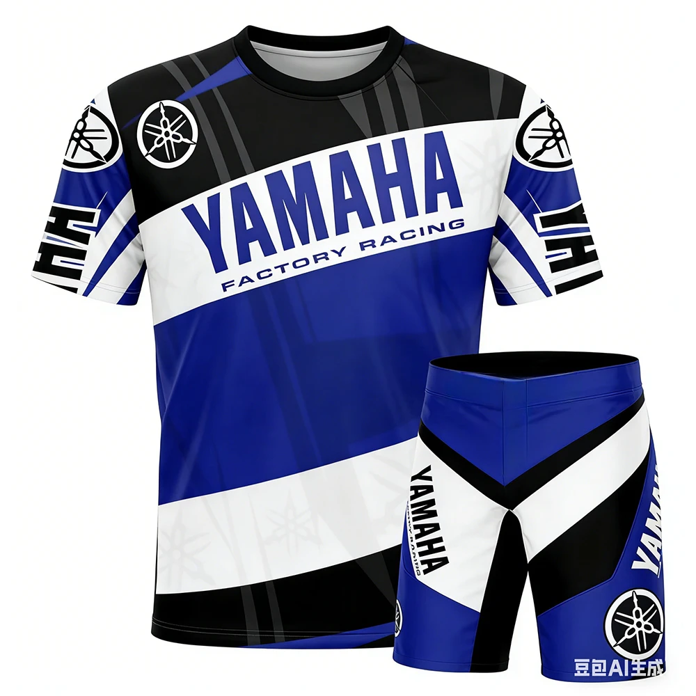 New Summer YAMAHA Men Women Motorcycle Riding T-shirt set Loose Breathable Quick Drying Off-Road Racing Suit Sports T-Shirt - Image 3