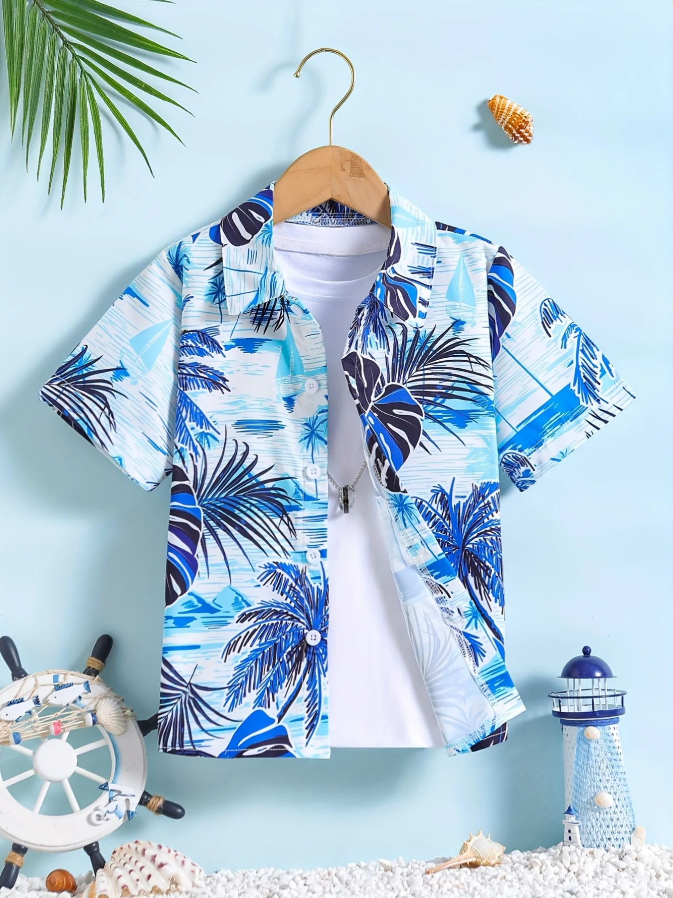 

Hawaiian Shirt Marine Animal Theme Blouse Casual Fashion Children's Blouses Short Sleeve Top Shirts Fashion Kids Summer Clothes