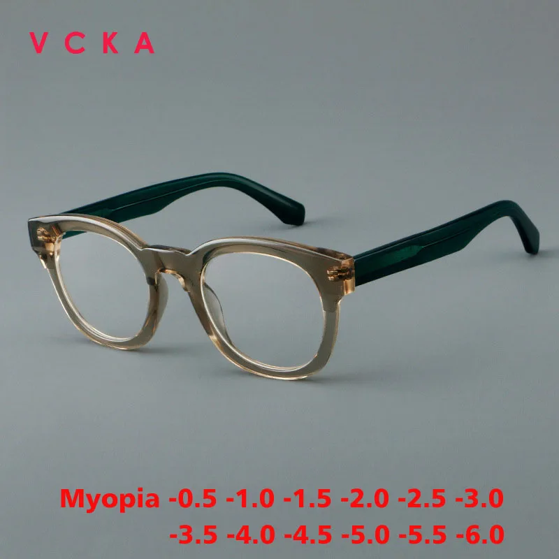 VCKA Individual Cat Eye Acetate Myopia Glasses Woman Artsy Vintage Frames Anti Blue Prescription Custom Eyewear -0.5 TO -6.0