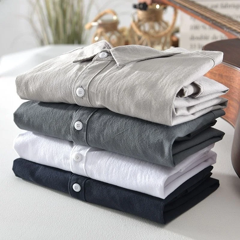 Comfortable White Linen Long Sleeve Shirt Vintage Style Breathable Summer Casual Wear for Men And Women