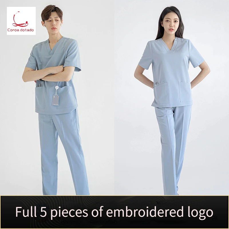 

Nurses' uniform two-piece suit Spring short sleeve surgical clothes men hand washing suit women split suit doctor operating gown