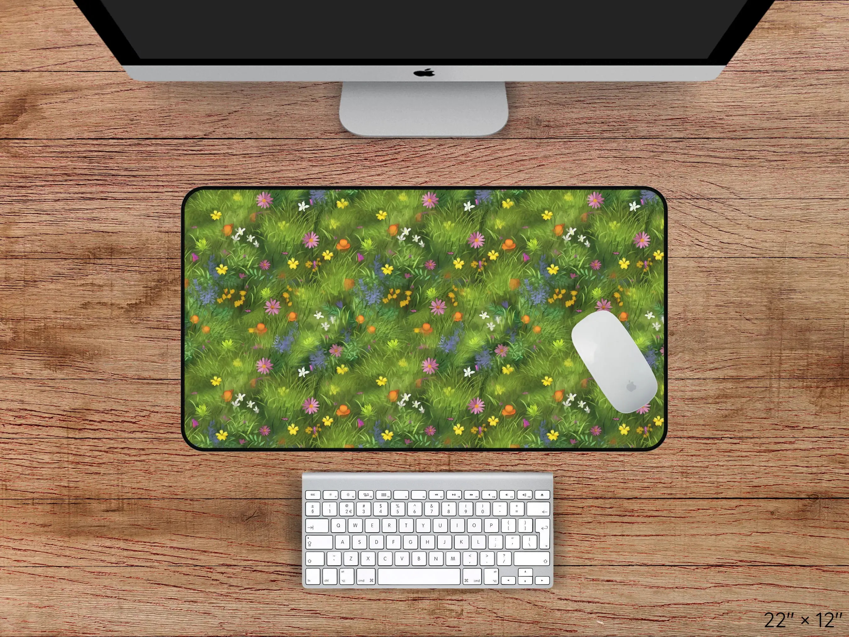 Green Floral Gamer Desk Mat, Non-slip and Waterproof Mouse Pad, Cute Desktop Protective Mat, The Perfect Gift for Friends.