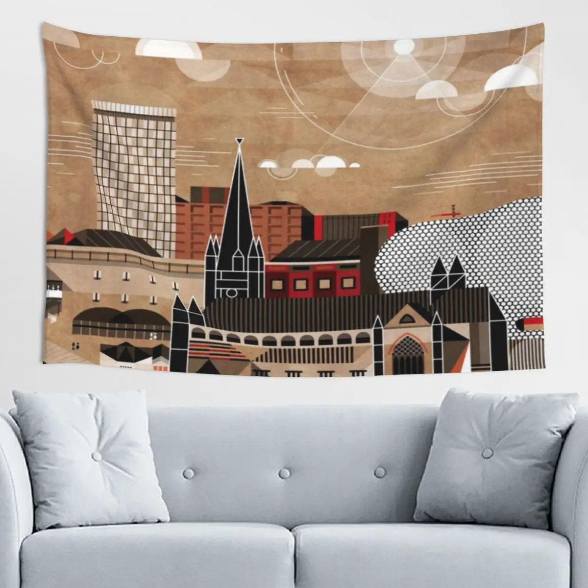 Tapiz decorativo de lujo con diseño geométrico de océano para interiores, estilo urbano de Brum