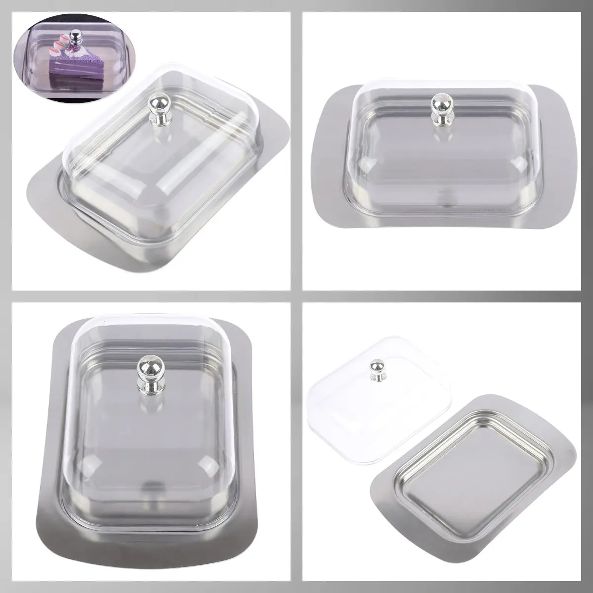 Butter Storage Box Cake Bread Fruit Container Steak Salad Biscuit Serving Tray Restaurant Hotel KitchenStainless Steel