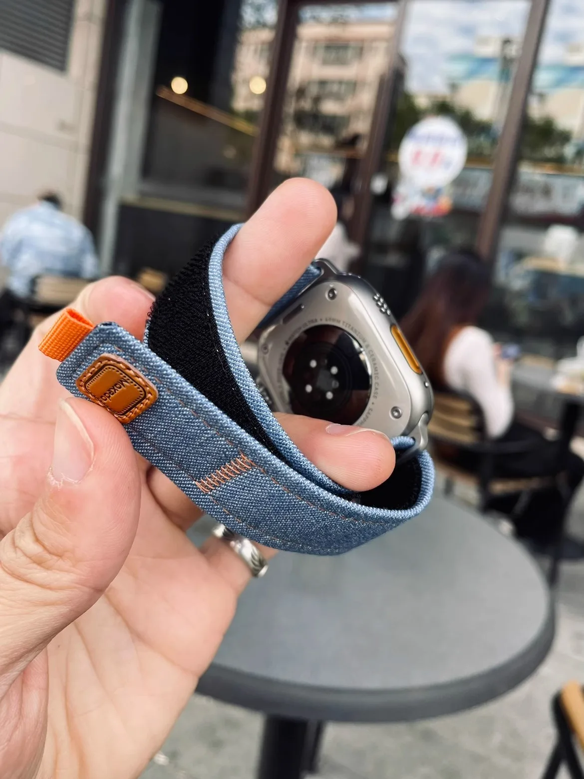 Kake fine velvet denim suitable for iwatch strap s987 Velcro Ultra wide loop autumn and winter