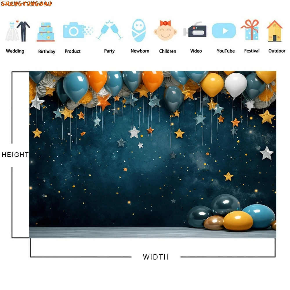 Baby Shower Backdrop Newborn 1st Birthday Party Balloons Cake Smash Portrait Photography Background Decor Studio Shoot