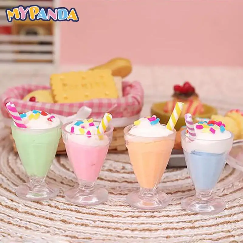 1pc Model Pretend Play Mini Food Doll Accessories Fit Play House Toy Cute Dollhouse Miniature Drink Ice Cream Cups