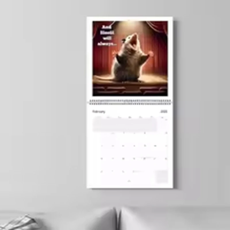 

2026 Scream Possums Calendar January to December Thick, Full-Color Monthly Pages Gag Gift for Animal Lovers 2pcs