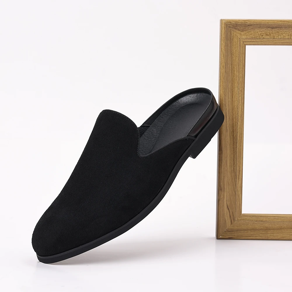 Plus Size 47 48 Mules Men Closed Toe Half Slippers Slip On Flats Sneakers Lazy Moccasins Backless Loafer Open-back Casual Shoes