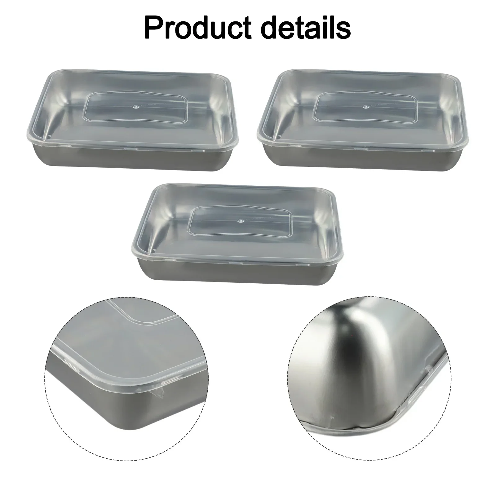 

Steel Preservation Box Set Multi Purpose Storage and Display Tray 3 Pieces for Food Organization and Freshness
