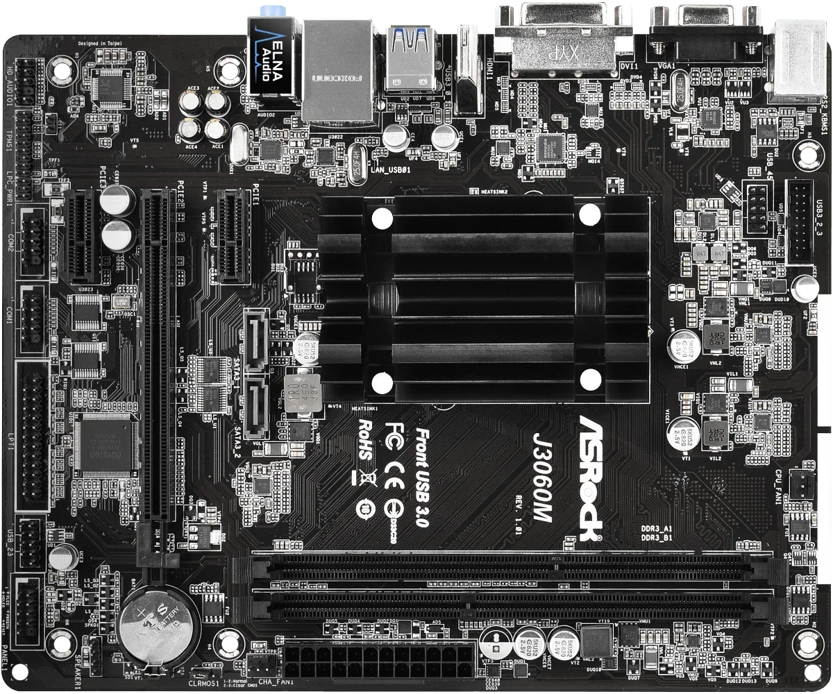 ASRock J3060M Moederbord Intel Dual-Core Processor J3060 2xDDR3 16GB Micro ATX 2 SATA3 PCIe 2.0 x16