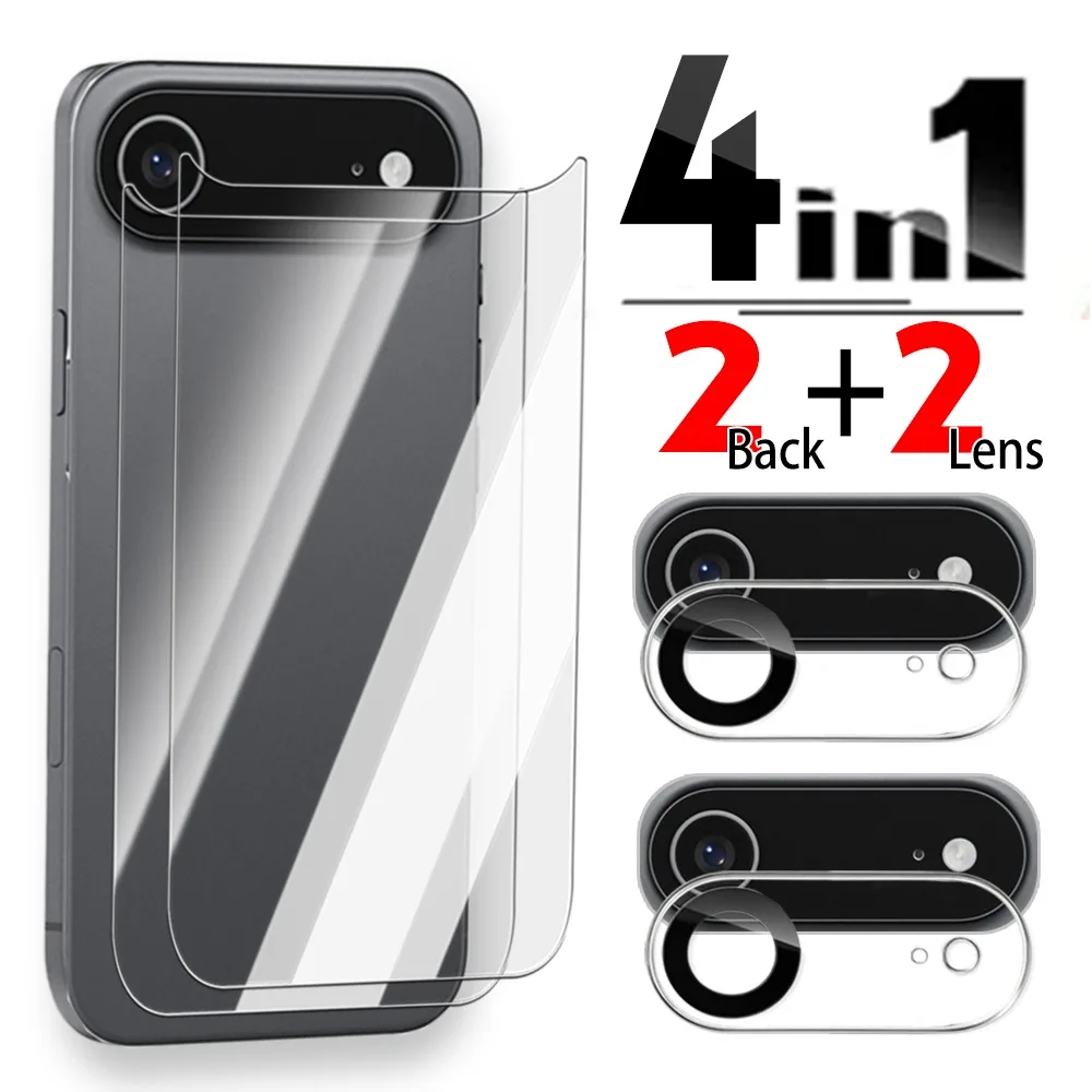 4in1 Back&Lens Flims Tempered Glass for IPhone 17 16 Pro Max 17 Air 16 Plus Back Camera Lens Glass Full Cover Back Protectors