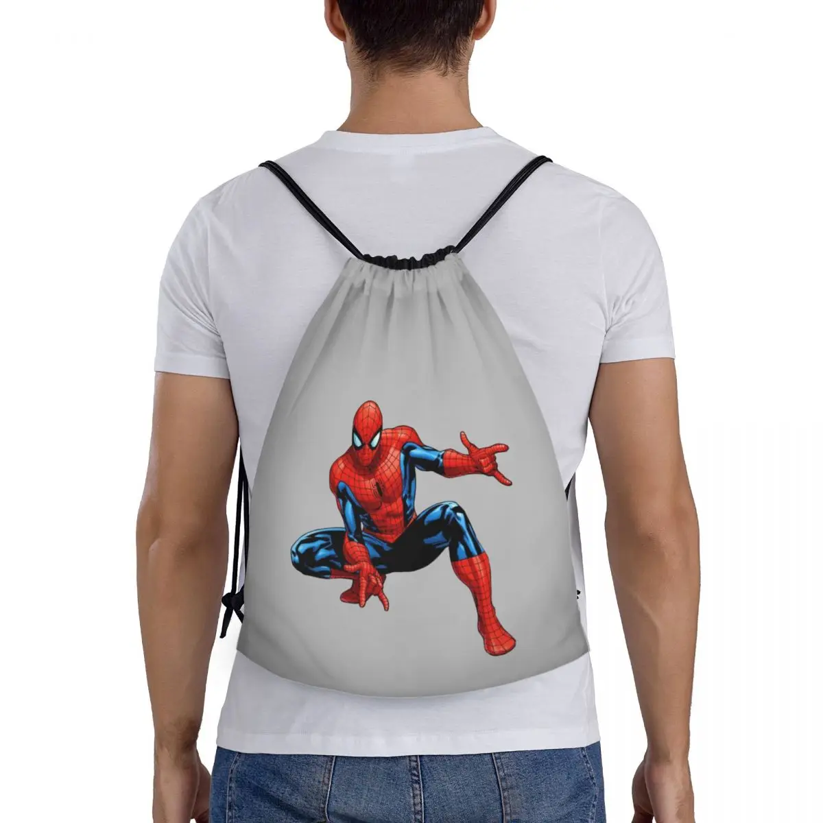 مخصص الرجل العنكبوت الكرتون خارقة الرباط على ظهره حقيبة رياضية للرجال النساء التدريب على الظهر #2