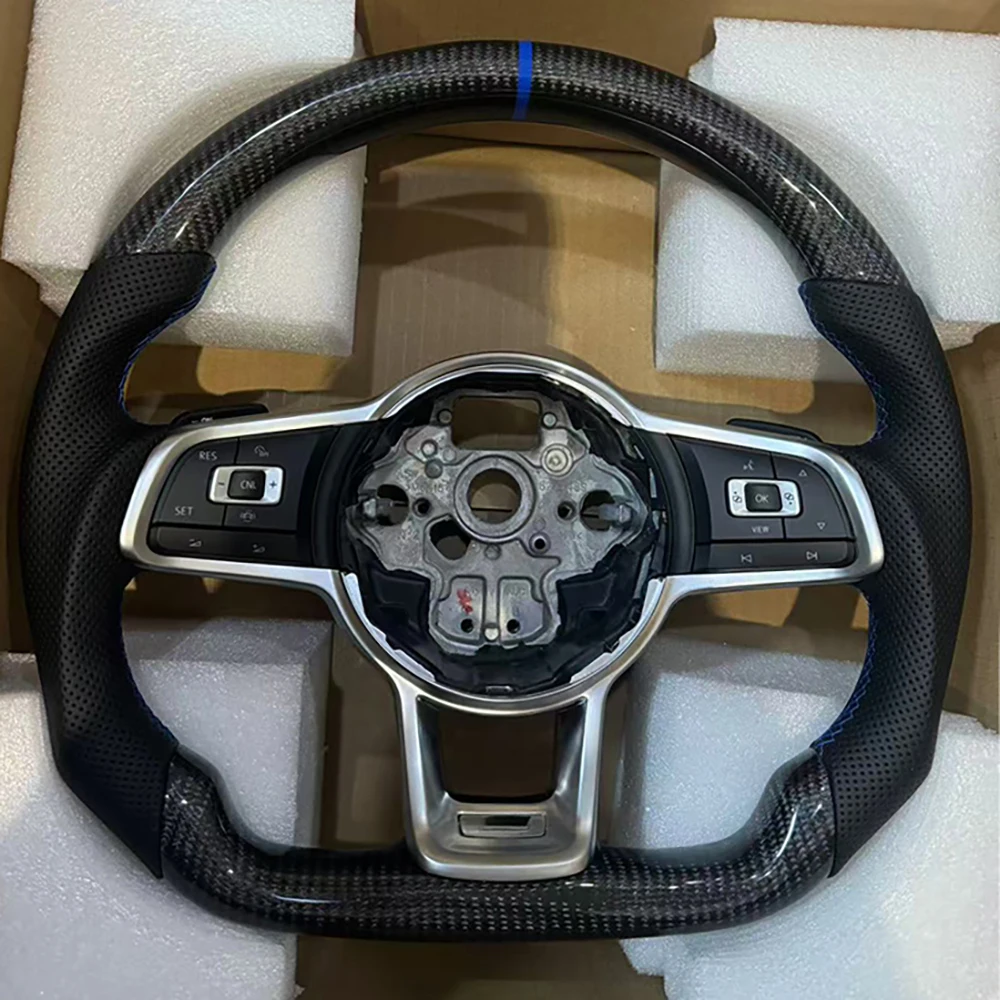 

Спортивное рулевое колесо из углеродного волокна RLine для VW Golf MK 7 7.5 GTI GTD GTE R Polo, полукожаная сборка из алькантары