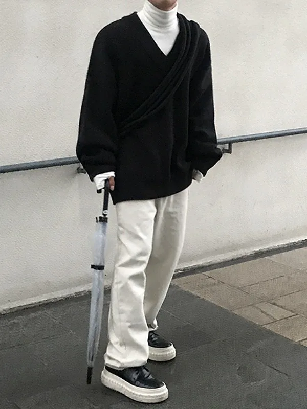 

Свободный мужской вязаный свитер с v-образным вырезом, повседневный топ Long Sve на осень, Новое поступление, верхняя одежда, удобный мягкий полиэстер