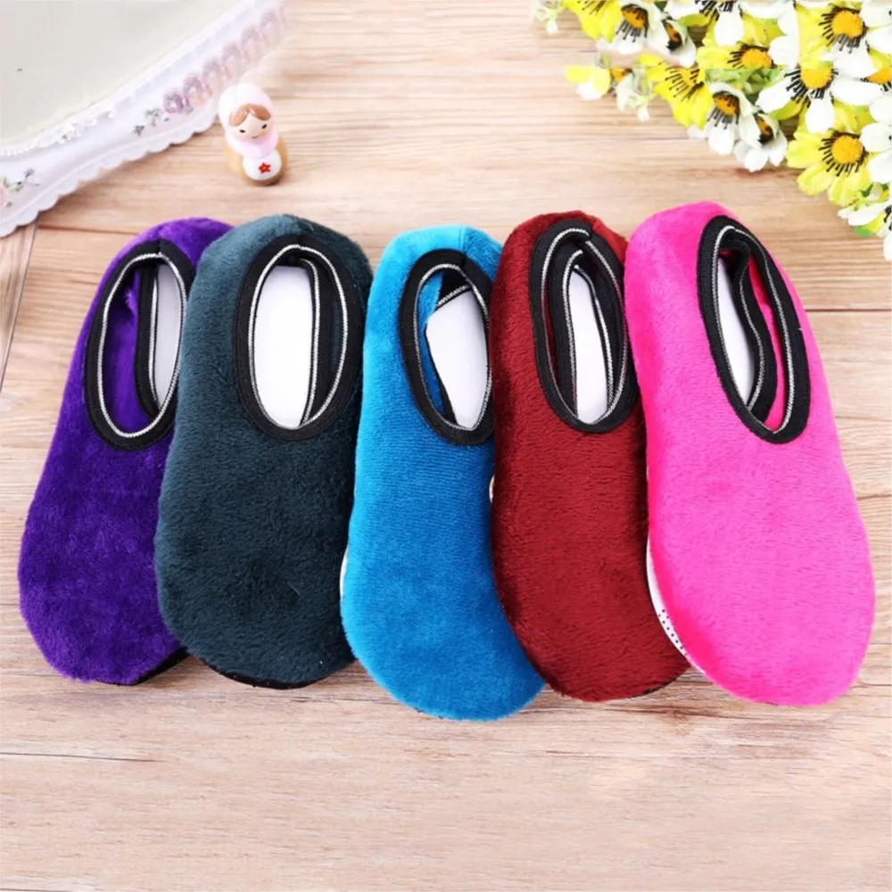 

Parent-child Early Autumn and Winter Socks Kids Pure Color Wool Thickening Non-slip Floor Socks Baby Winter Short Shoes