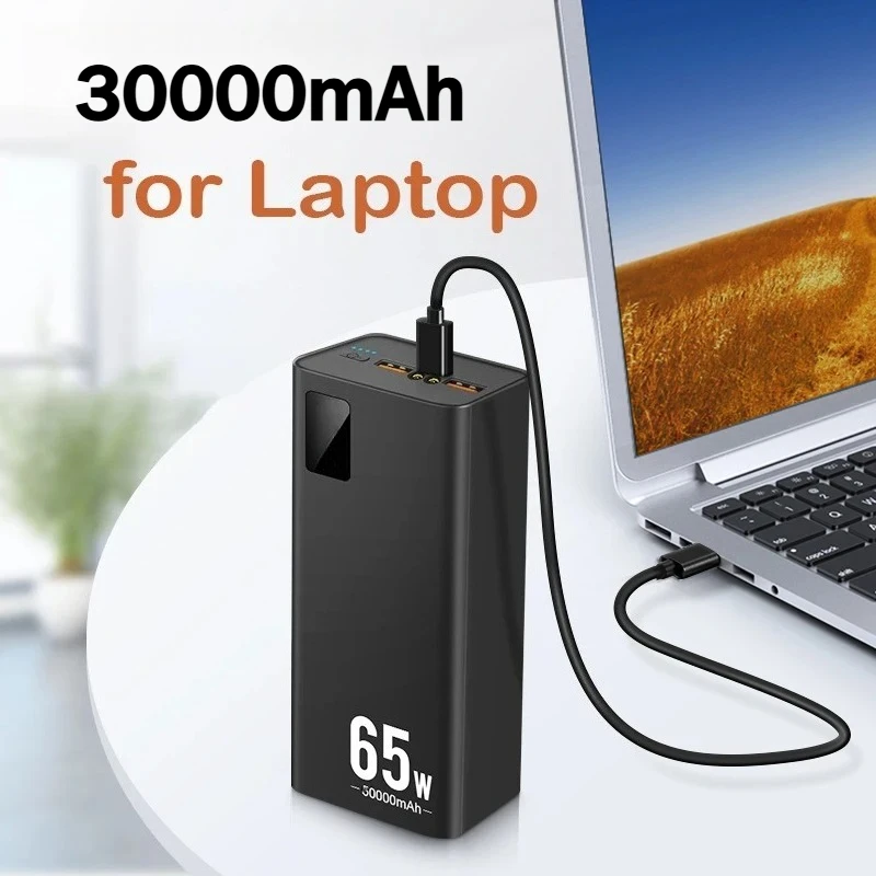 30000mAh Power Bank PD65W Fast Charging Powerbank Type C External Battery Charger for Laptop Notebook iPhone Xiaomi Power Bank