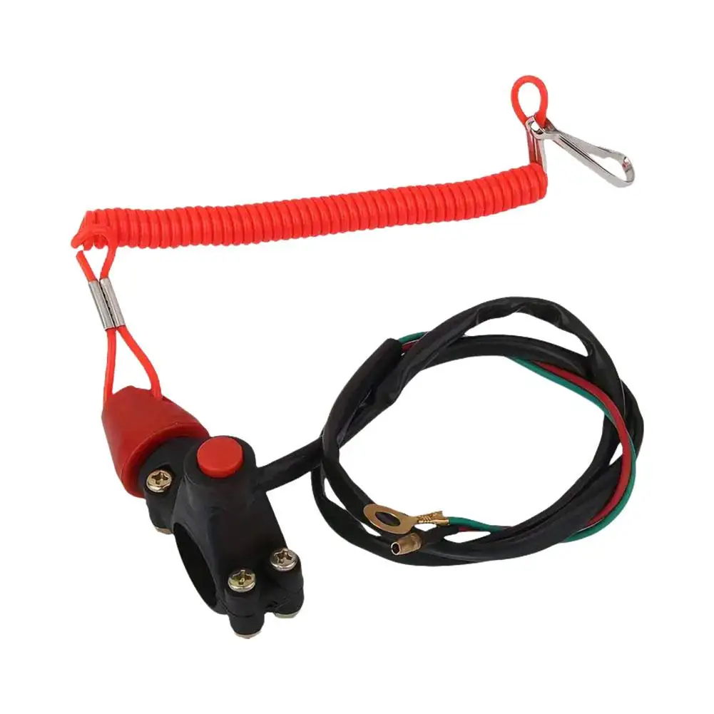 Motorcycle Engine Stop Switch Tether Lanyard Emergency Boat Stop Button Outboard Engine Quad ATV Engine Kill Push Switch Sw J0N2